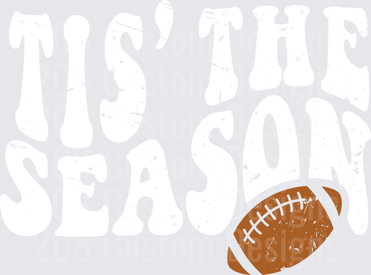 Tis The Season Distressed Retro Football Graphic White
