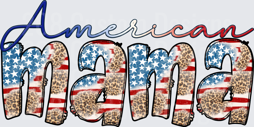 American Mama Leopard Print Stars and Stripes Flag Design