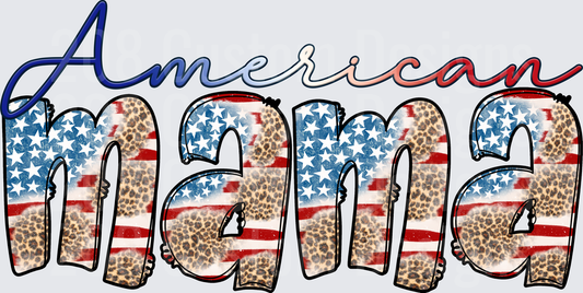 American Mama Leopard Print Stars and Stripes Flag Design