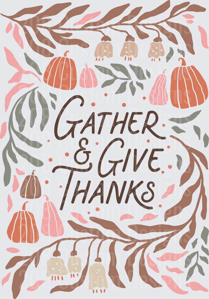 Gather & Give Thanks Fall Pumpkin Floral Wreath Design