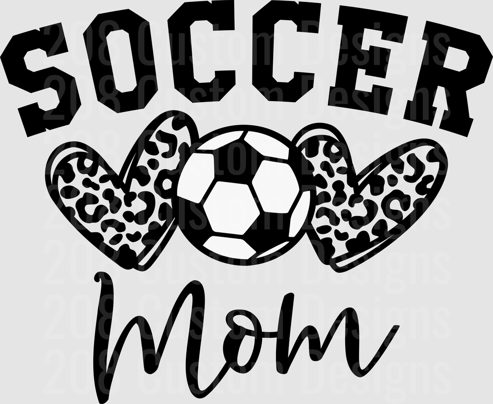 Soccer Mom Leopard Print Hearts and Soccer Ball
