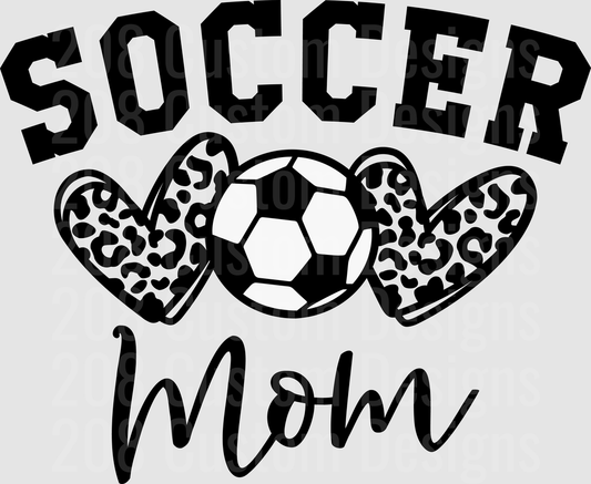 Soccer Mom Leopard Print Hearts and Soccer Ball
