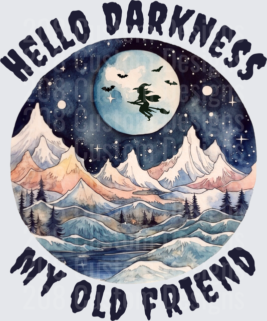 Hello Darkness My Old Friend Witch Flying Over Moon