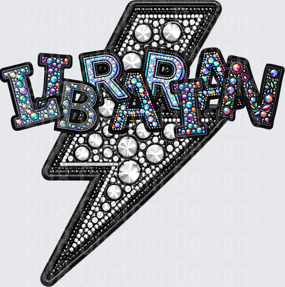 Rhinestone Librarian Lightning Bolt