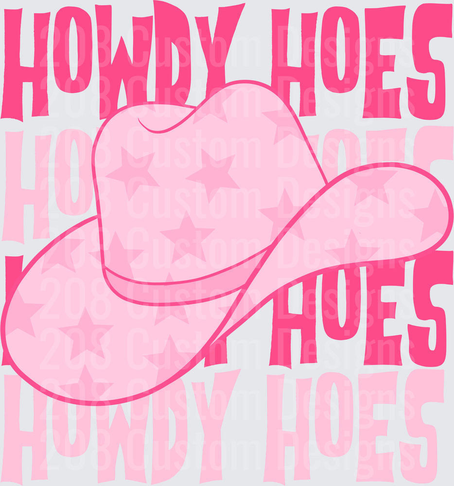Pink Cowboy Hat with Howdy Hoes Text Western Design
