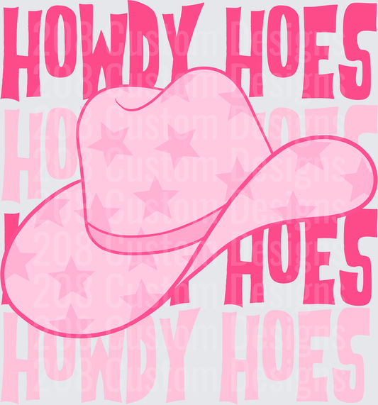 Pink Cowboy Hat with Howdy Hoes Text Western Design