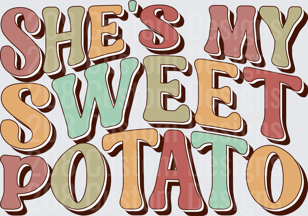 She's My Sweet Potato Retro Groovy Colorful
