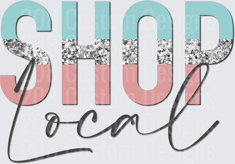 Shop Local Glitter Text Design with Script Font