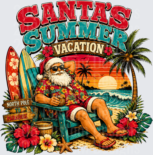 Santa's Summer Vacation North Pole to Paradise Beach Scene