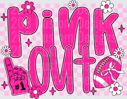 Pink Love It Football Design with Foam Finger and Daisies