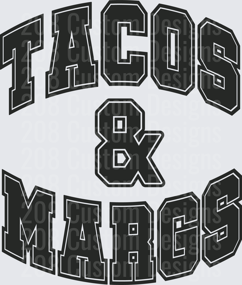 Tacos & Margs Bold Block Letters Design