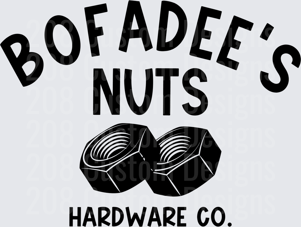 Bofadee's Nuts Hardware Co Funny Mechanic Joke Design