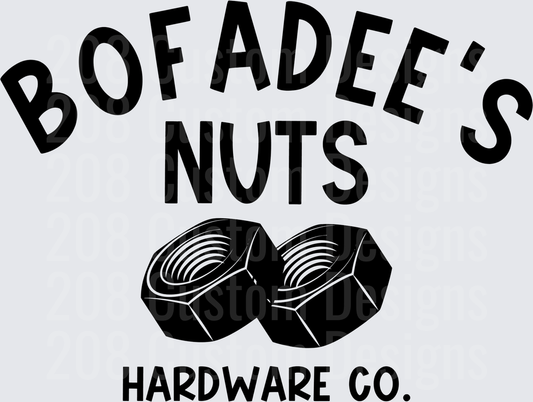 Bofadee's Nuts Hardware Co Funny Mechanic Joke Design