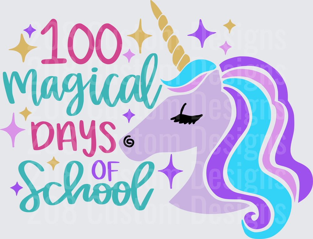 100 Magical Days of School Unicorn with Sparkles