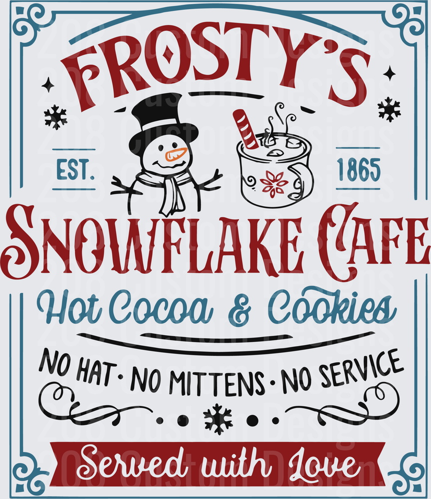 Frosty's Snowflake Cafe Vintage Christmas Hot Cocoa Sign