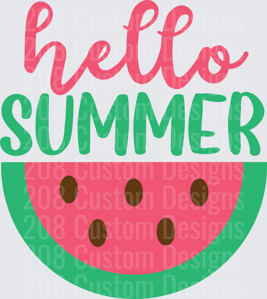 Hello Summer Watermelon Slice with Typography
