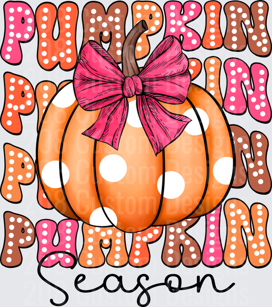 Pumpkin Spice Season Polka Dot Bow Fall Autumn Design