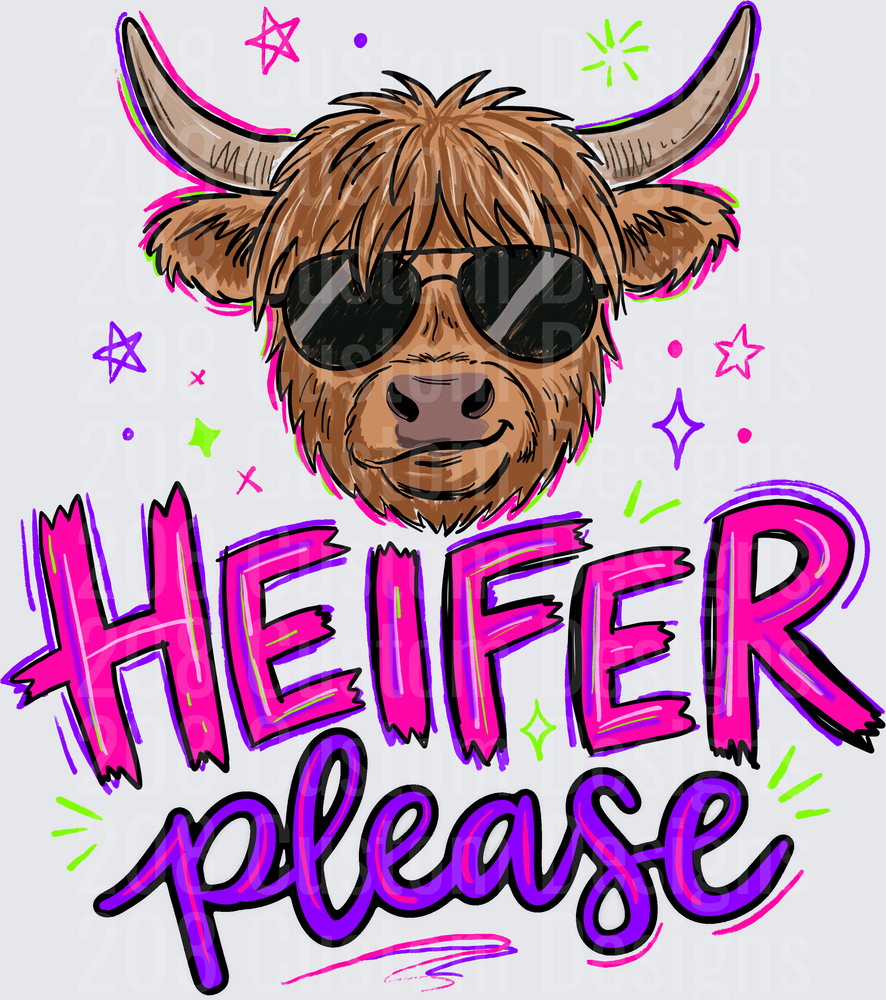 Cool Highland Cow with Sunglasses Heifer Please Design