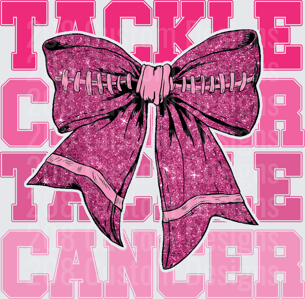 Tackle Cancer Pink Glitter Football Bow Design