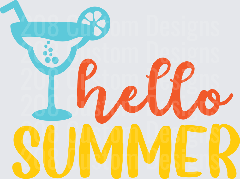 Hello Summer Margarita Cocktail Glass Design