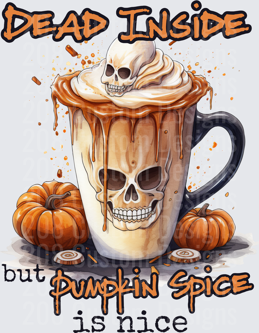 Dead Inside But Pumpkin Spice Is Nice Skull Latte Mug