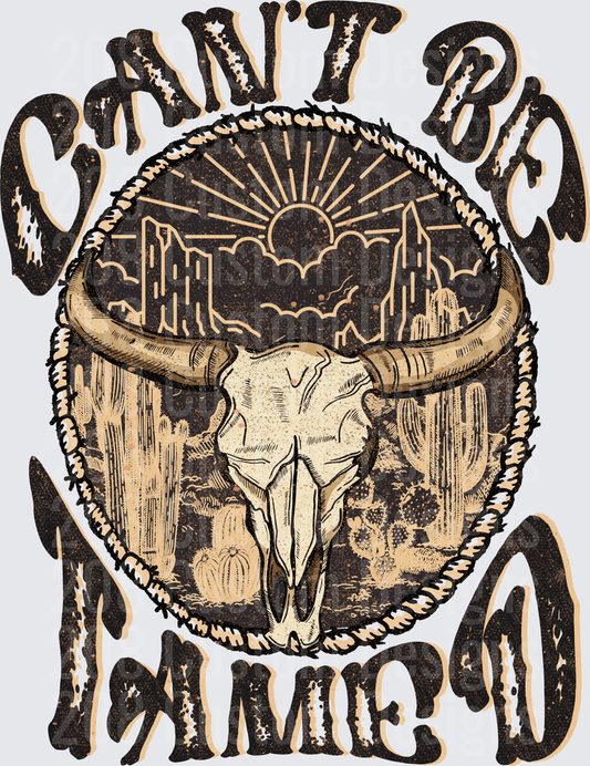 Can't Be Tamed Bull Skull Desert Sunrise Western Design