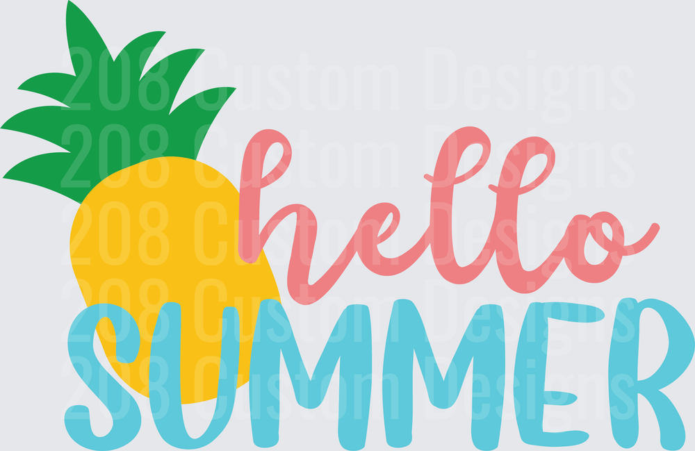 Hello Summer Pineapple Typography Design