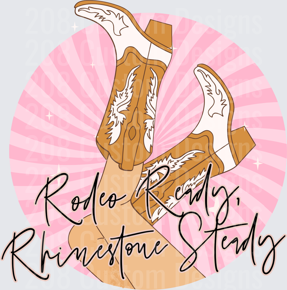 Rodeo Ready Rhinestone Steady Cowgirl Boots Pink Sunburst