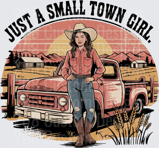 Just A Small Town Girl Country Western Vintage Sunset Design
