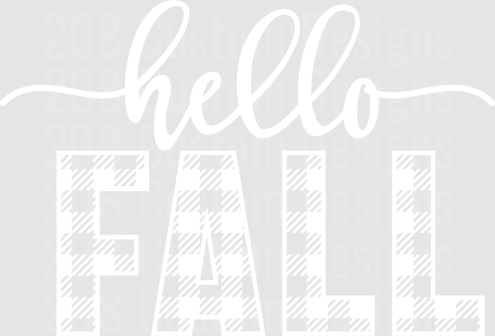 Hello Fall Black Buffalo Plaid Script Text Design