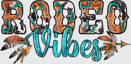 Rodeo Vibes Western Cowhide Pattern with Feathers and Arrow