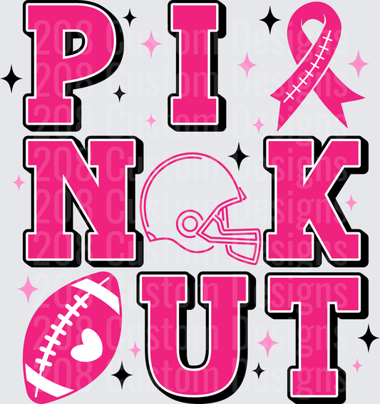 Pink Out Football Awareness Ribbon and Helmet Design