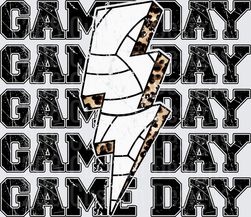 Game Day Repeat Distressed Varsity Leopard Lightning Bolt