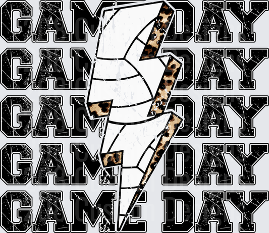 Game Day Repeat Distressed Varsity Leopard Lightning Bolt