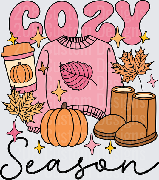 Cozy Season Fall Sweater Pumpkin Latte Ugg Boots Leaves