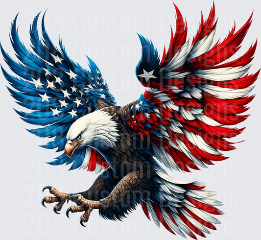 Majestic Bald Eagle with American Flag Wing Pattern