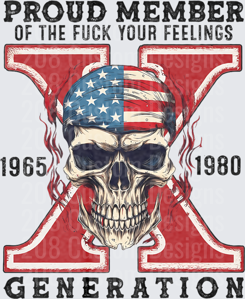 Generation X Proud Member Fuck Your Feelings Skull Bandana
