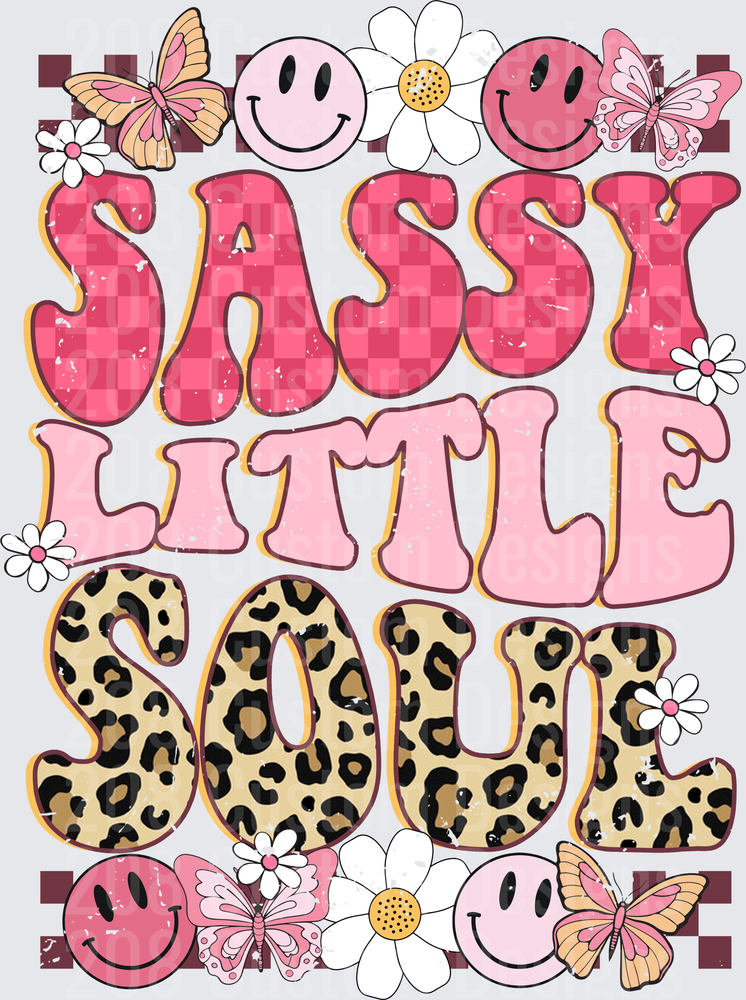 Sassy Little Soul Pink Checkered Leopard Print Retro Design