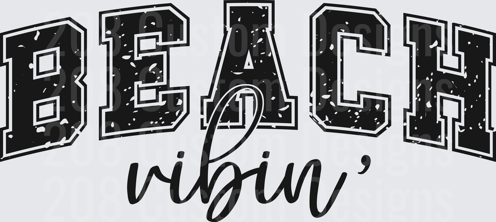 Beach Vibin' Distressed Black Typography Design