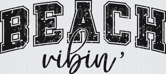 Beach Vibin' Distressed Black Typography Design