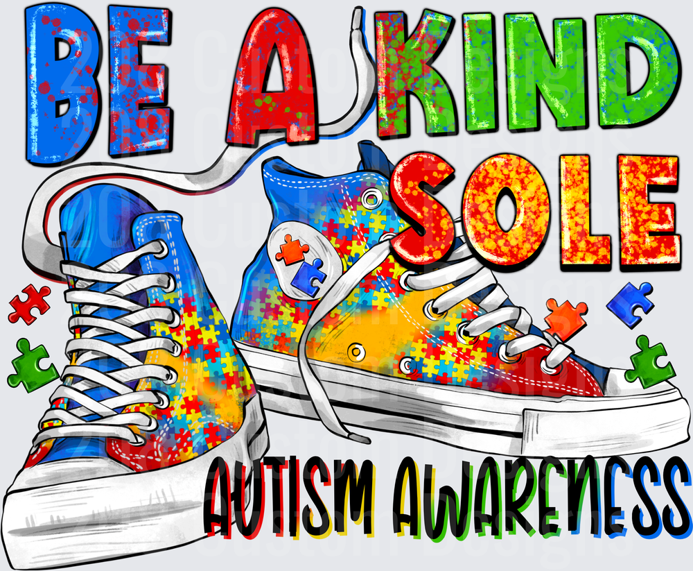 Be Kind Sole Autism Awareness Sneakers with Puzzle Pieces