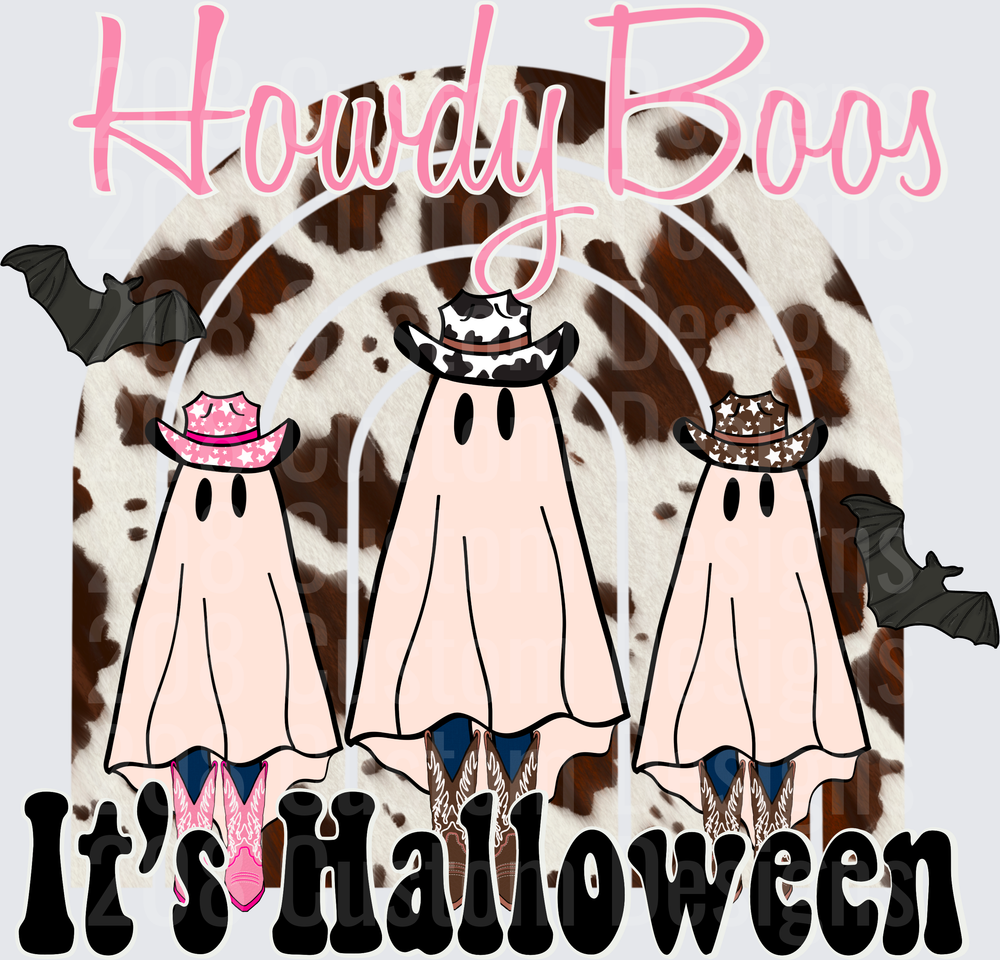 Howdy Boos It's Halloween Western Ghost Trio Cowhide
