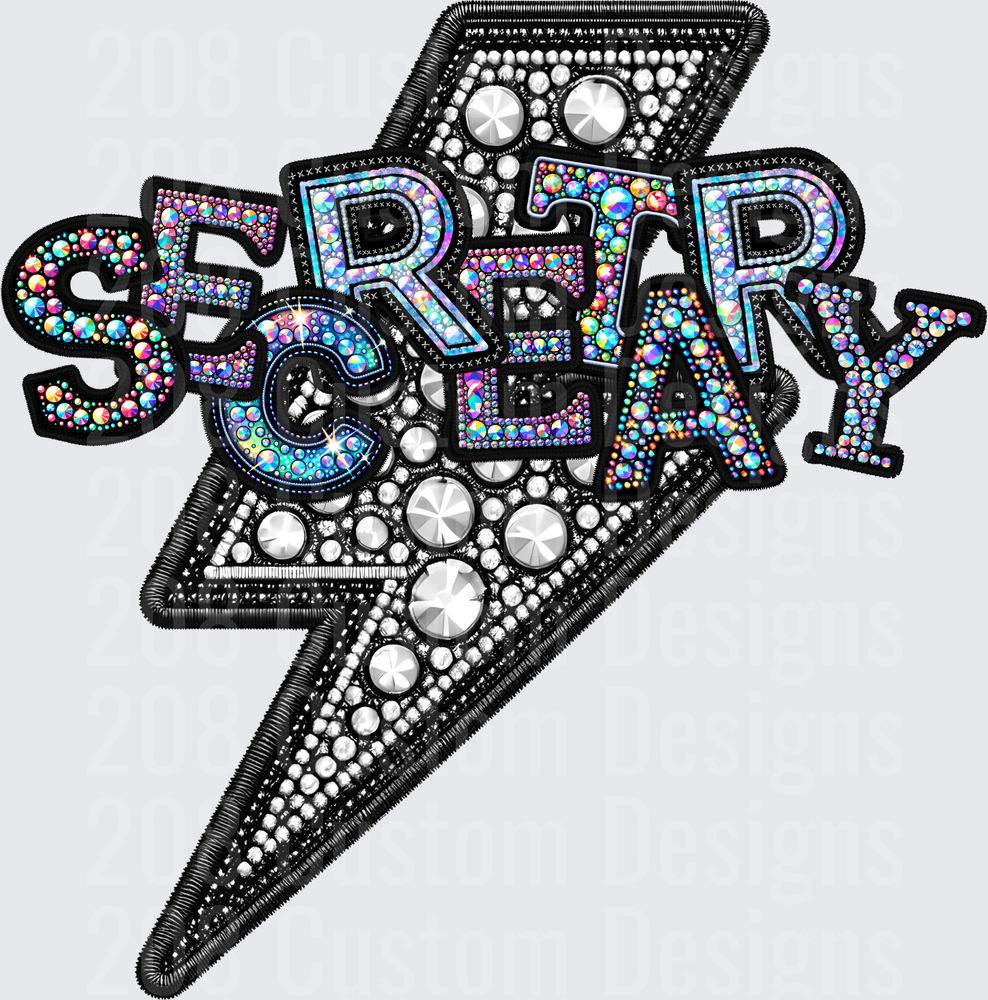 Rhinestone Bedazzled Secretary Lightning Bolt