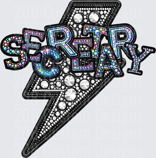 Rhinestone Bedazzled Secretary Lightning Bolt