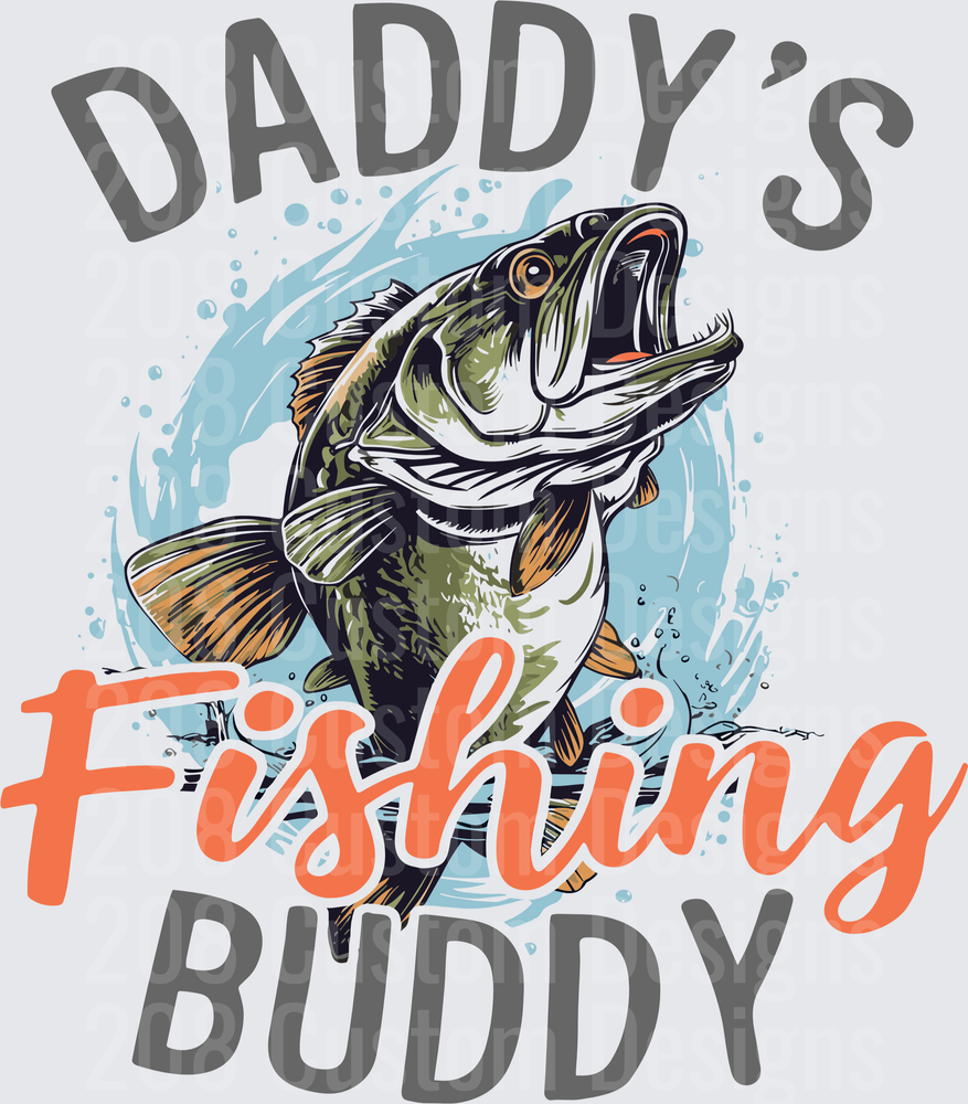 Daddy's Fishing Buddy Bass Fish with Water Splash Design
