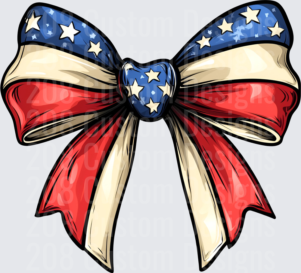 Patriotic American Flag Bow with Stars and Stripes Design