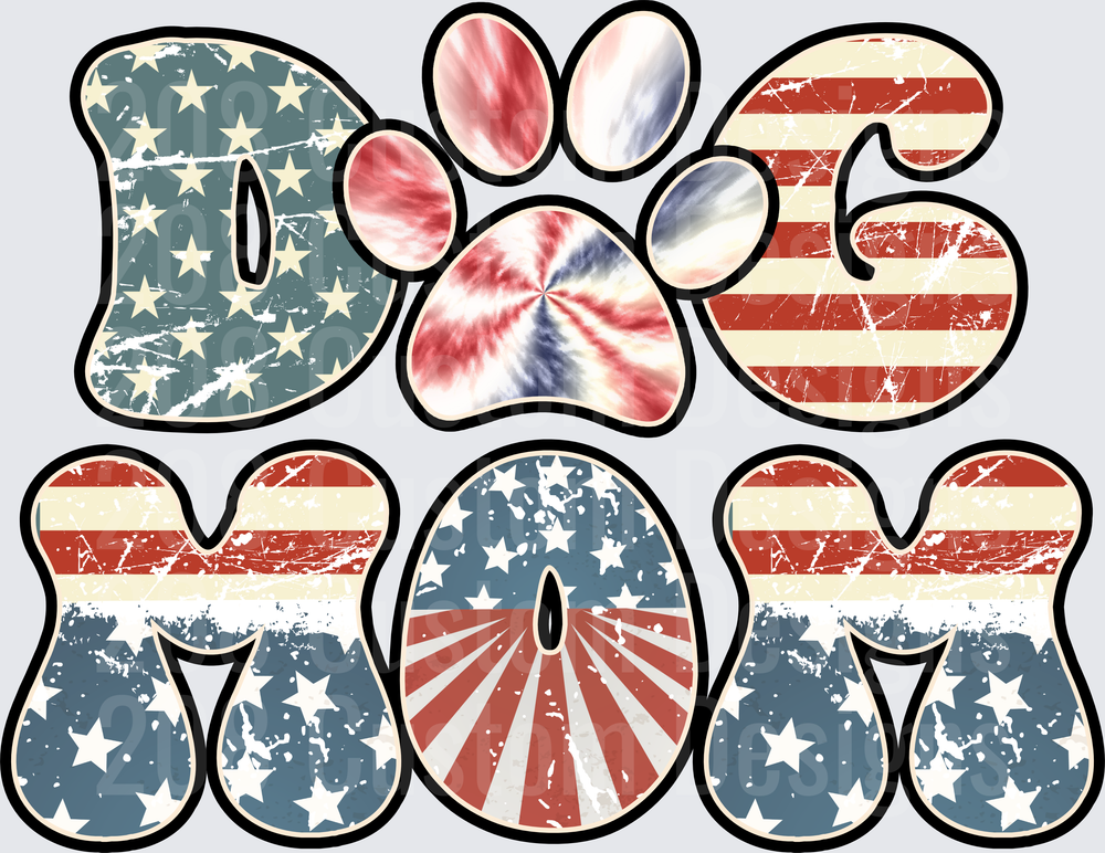 Patriotic Dog Mom American Flag Paw Print Design