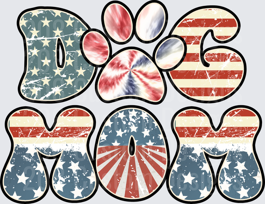 Patriotic Dog Mom American Flag Paw Print Design