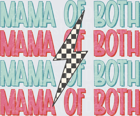 Mama of Both Lightning Bolt Checkered Flag Pattern Design