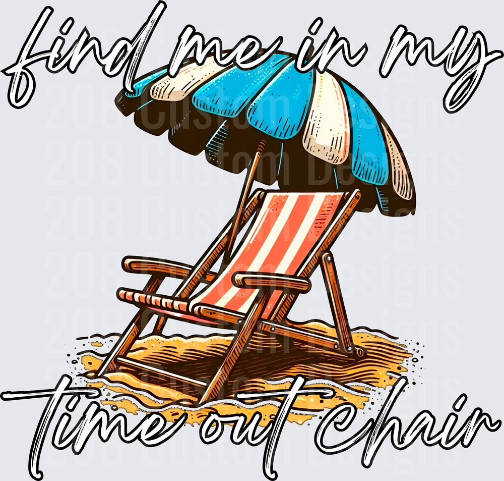 Find Me In My Time Out Chair Beach Scene with Umbrella